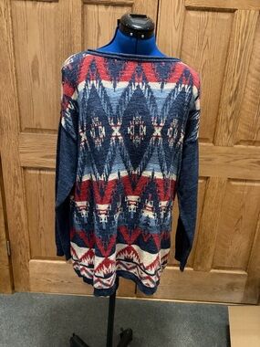 Chaps Navy, Red & Cream Aztec sweater
